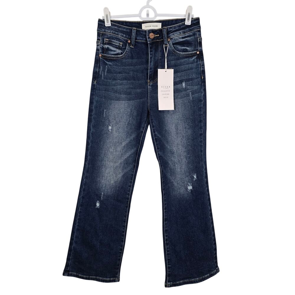 NEW NWT Women's Risen Jeans Distressed Darkwash Denim Bootcut Jeans | Size 3/26